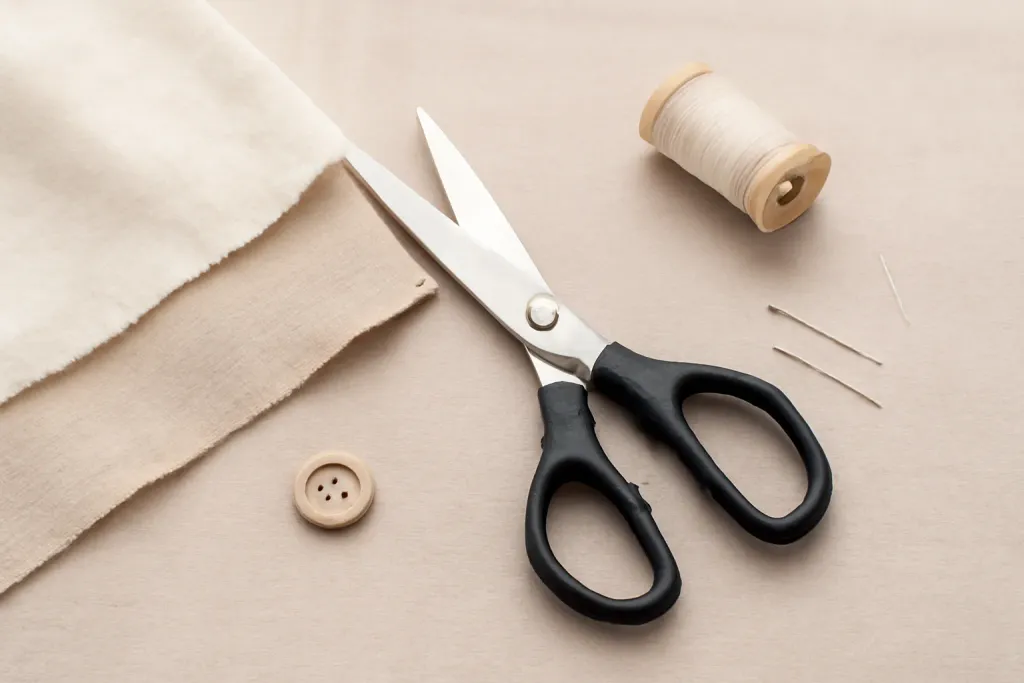 Close-up detail photo related to the best fabric shears for small hands